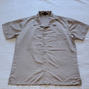 Harriton Men's Classic Tan Short Sleeve Casual Button Up Shirt Size XL